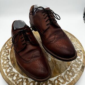Florsheim Rucci Mens Wingtip Oxford Cognac Leather Dress Shoes 13383-221 10.5 M